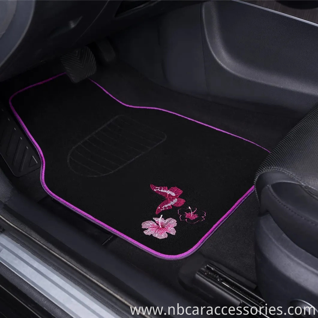 Black Black Carpet Floor Mat with Driver Heel Pad